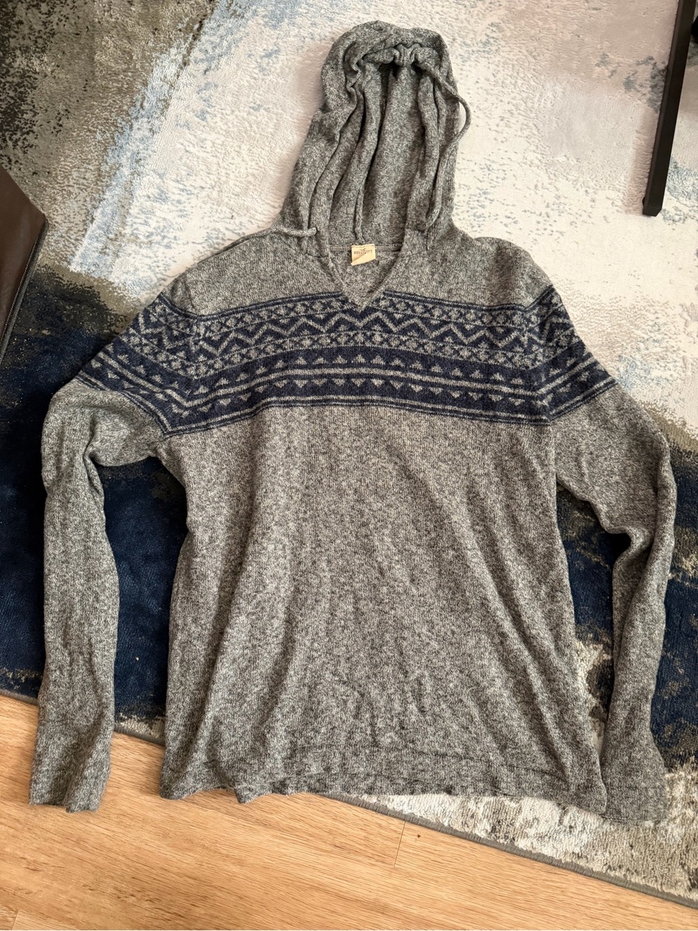 Hollister Gray Hooded Sweater with tribal print
